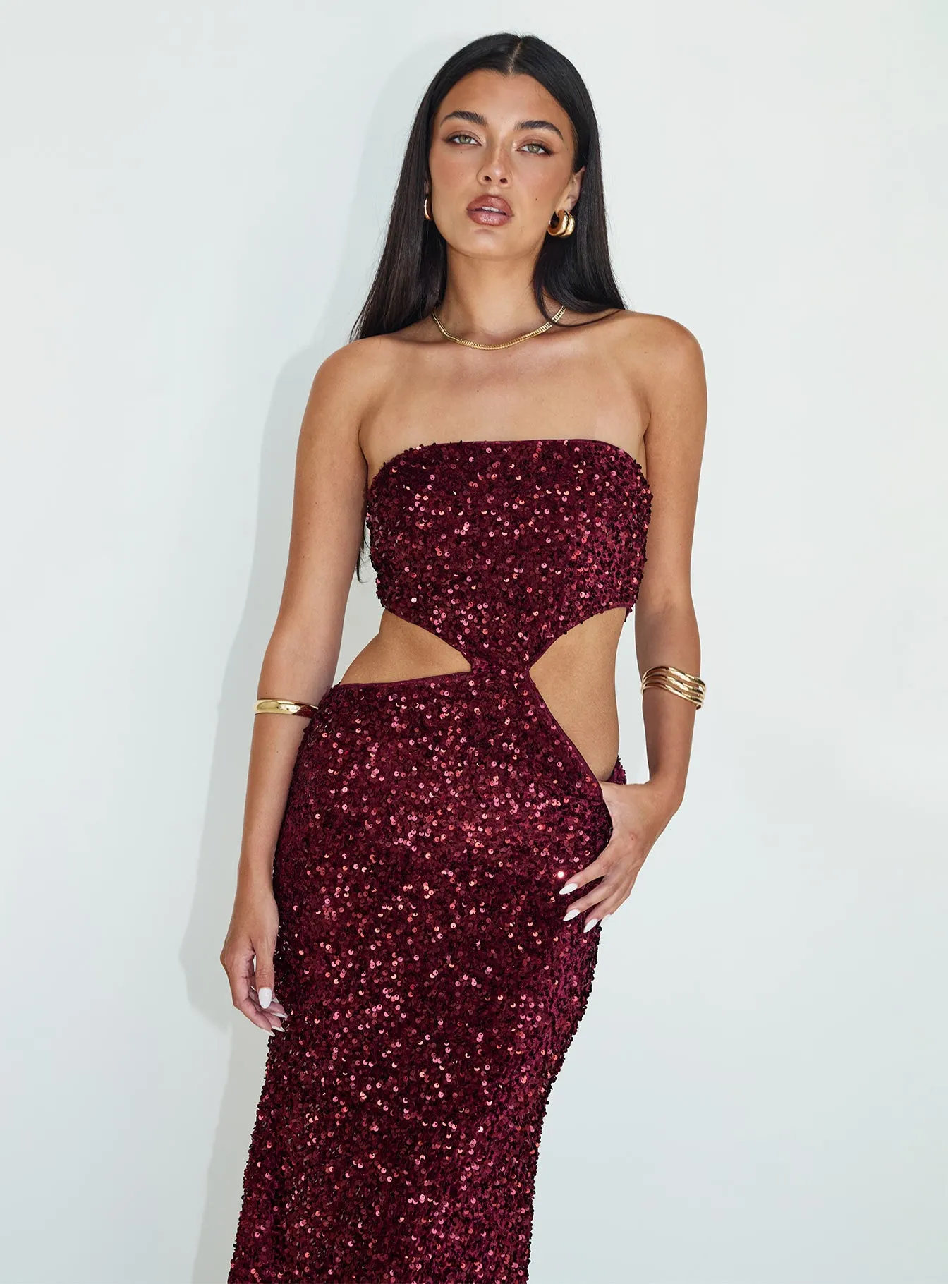 Regalia Strapless Maxi Dress Burgundy