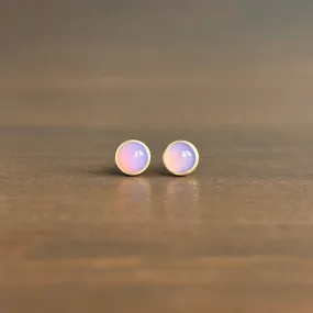 Round Chalcedony Cabochon Stud Earrings