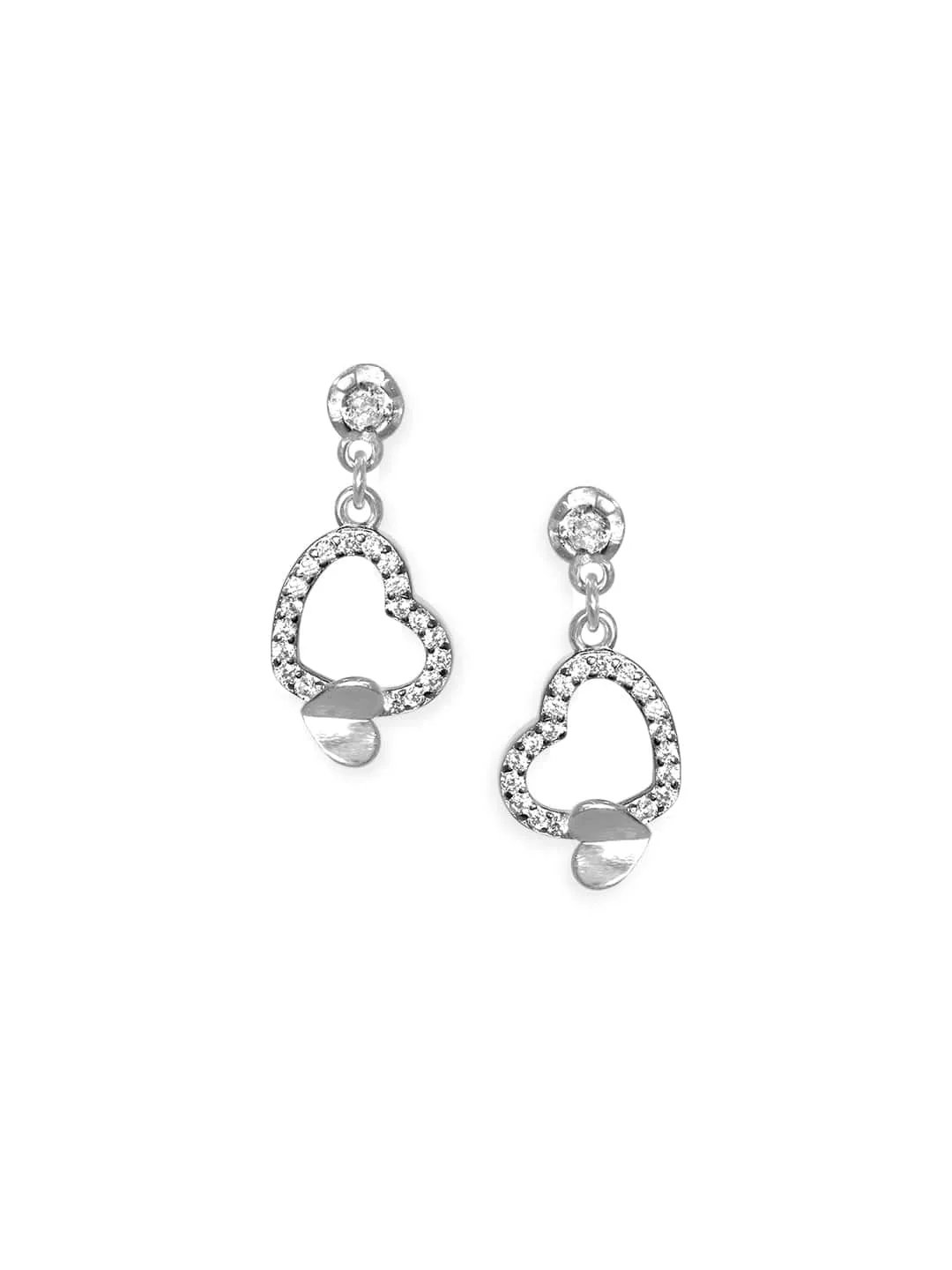 Rubans 925 Silver Heart-Shaped Silver Drop Earrings