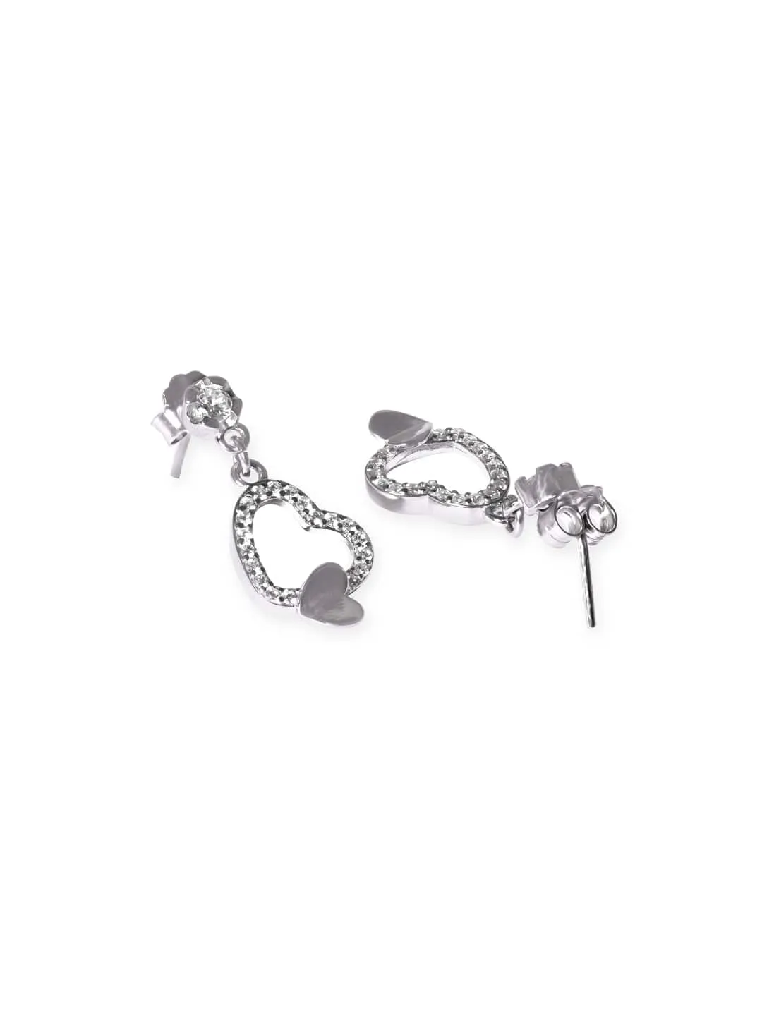 Rubans 925 Silver Heart-Shaped Silver Drop Earrings