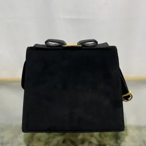 SALVATORE FERRAGAMO Bow Suede Black Crossbody