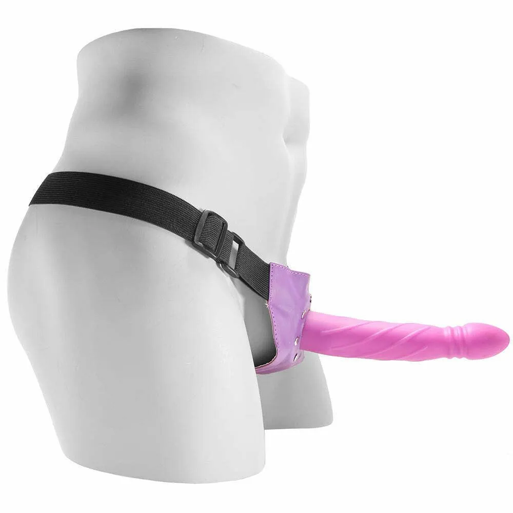 Shots Toys Ouch! Hollow Twisted Strap-On Purple 8 Inch With Jockstrap O/S 3