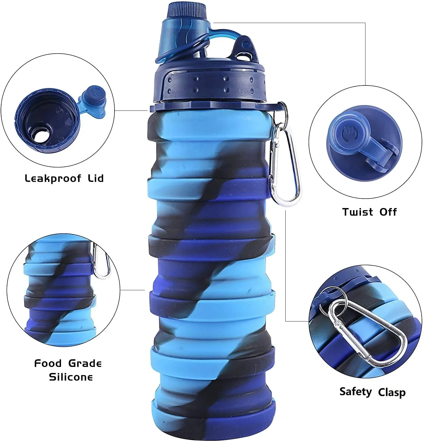 Silicone Sports Retractable Water Bottle