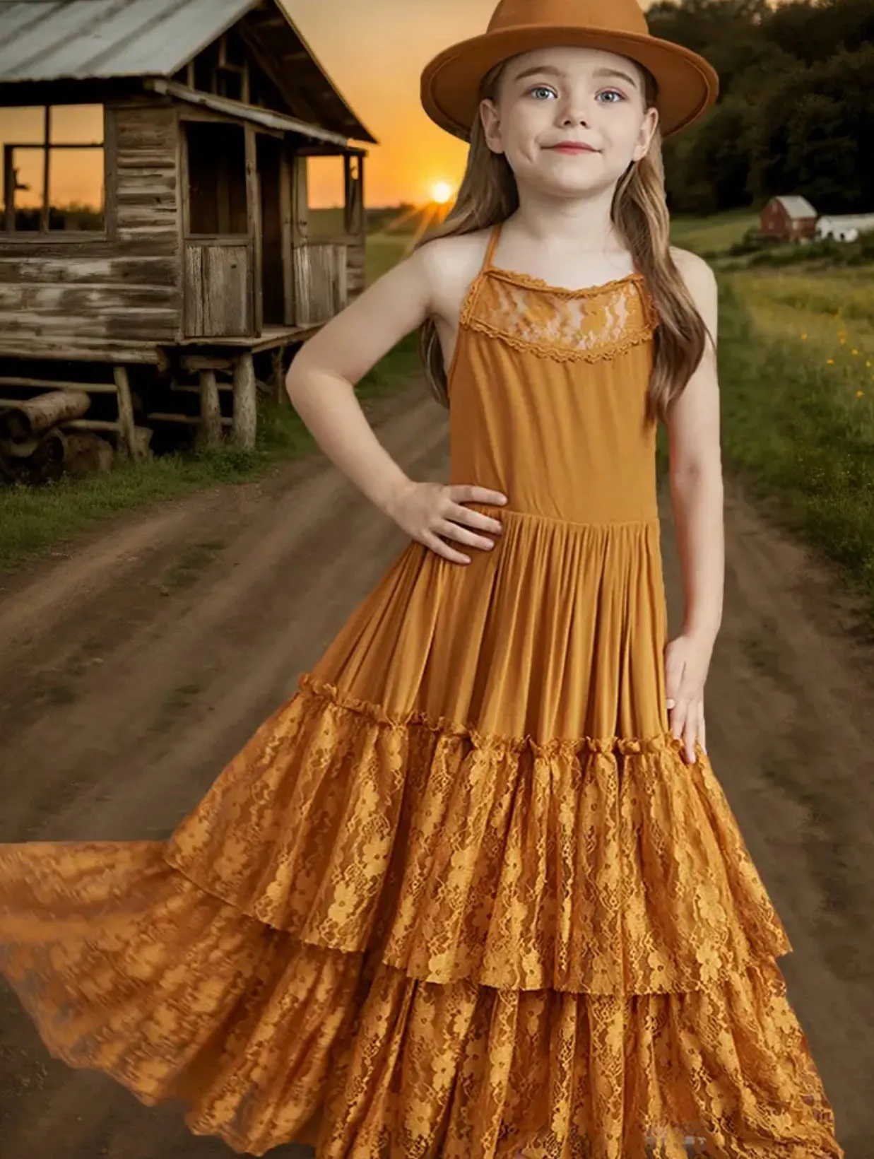 “Southern” Gorgeous Flowy Lace Dress, Youth