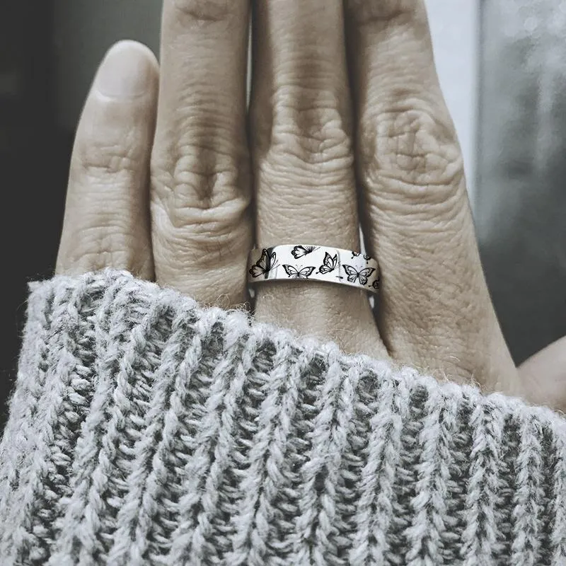 Sterling Silver Butterfly Animal Ring Engraved with Do What Makes Your Soul Shine