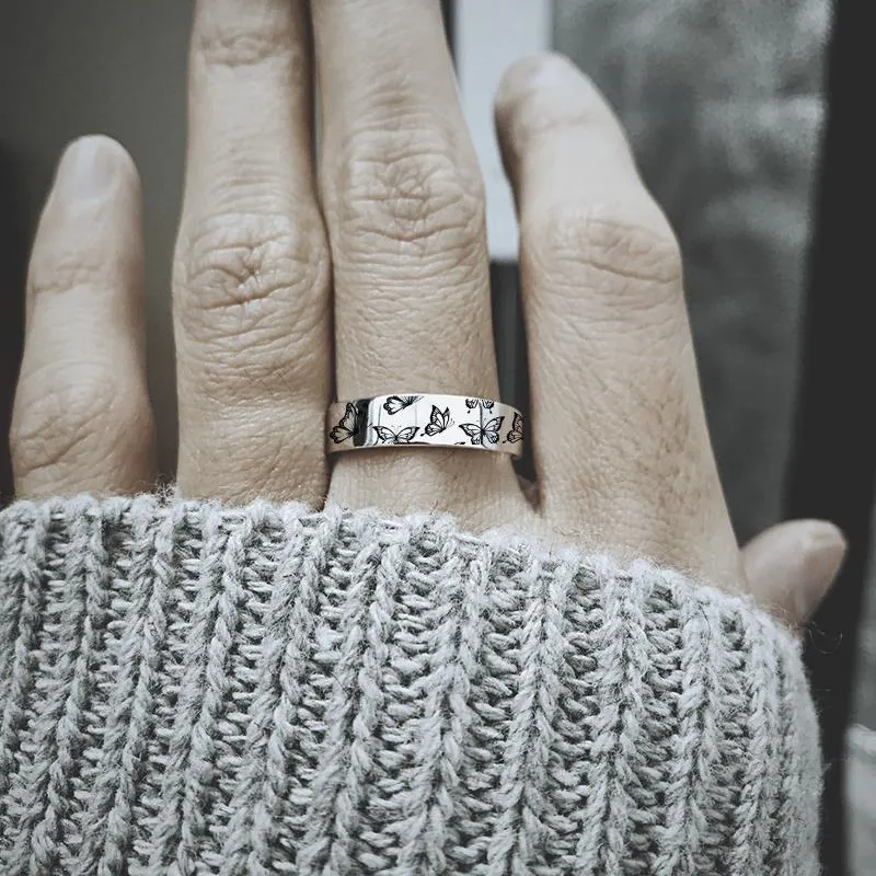 Sterling Silver Butterfly Animal Ring Engraved with Do What Makes Your Soul Shine