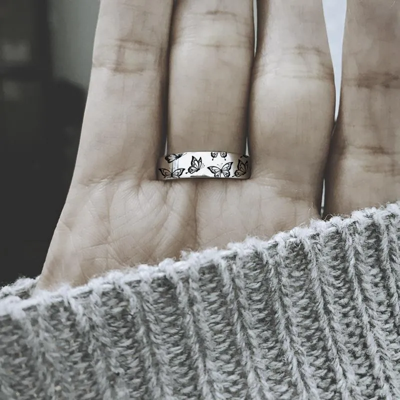 Sterling Silver Butterfly Animal Ring Engraved with Do What Makes Your Soul Shine