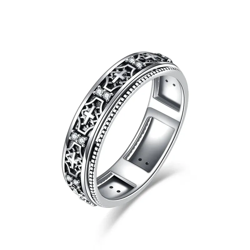 Sterling Silver Cross Spinner Ring