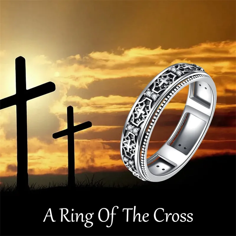 Sterling Silver Cross Spinner Ring