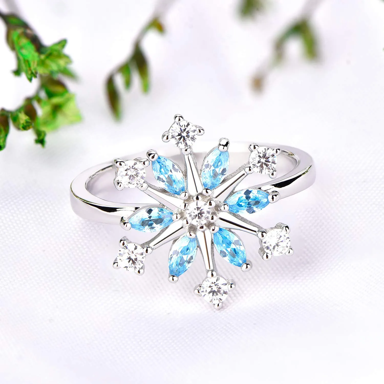 Sterling Silver CZ Snowflake Dangle Earrings