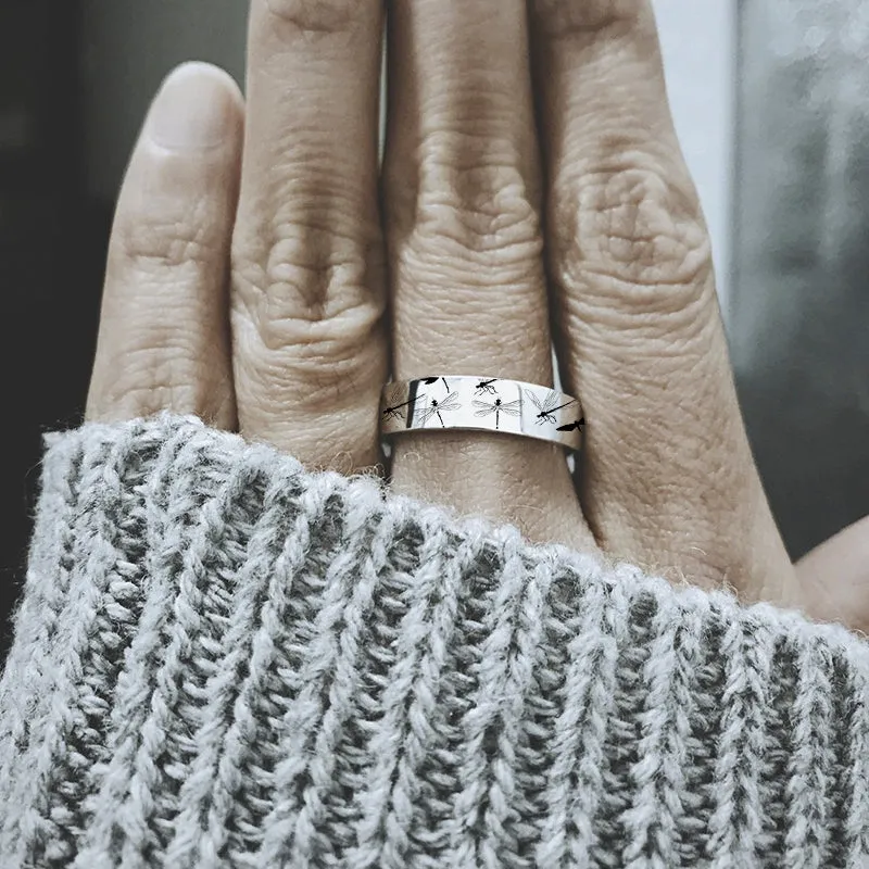 Sterling Silver Dragonfly Animal Ring With Engraved Appreciate The Little Things