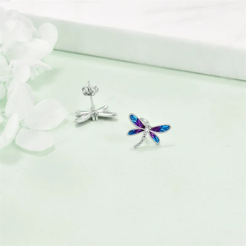 Sterling Silver Dragonfly Stud Earrings