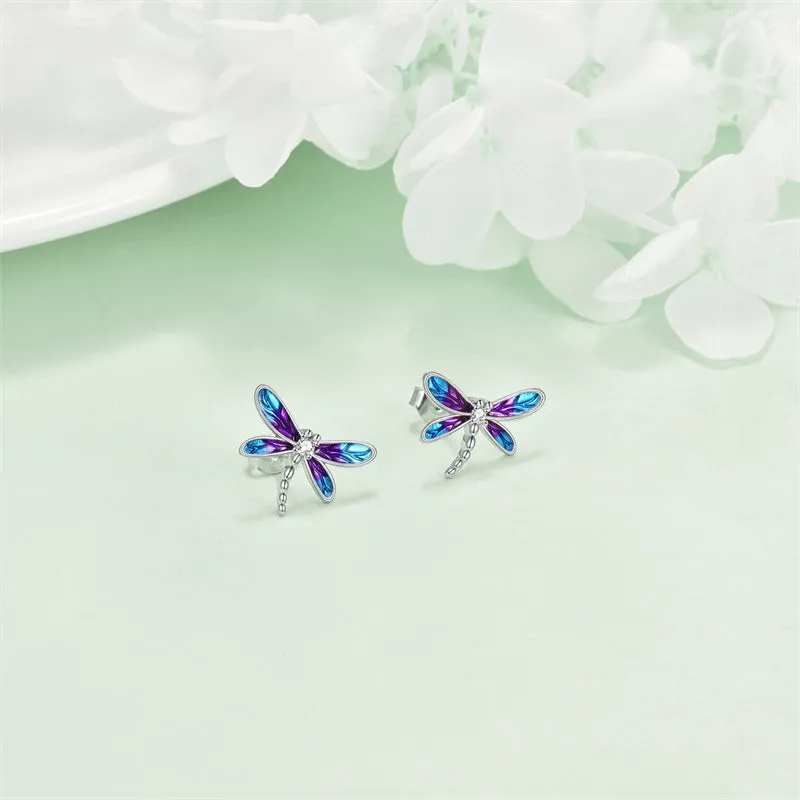 Sterling Silver Dragonfly Stud Earrings