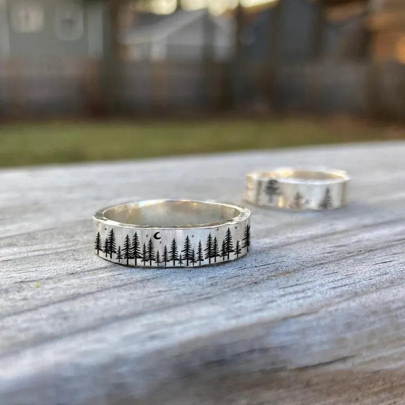 Sterling Silver Forest Tree Nature Ring Engraved with Of All the Paths You Take in Life Make Sure a Few of Them Are Dirt