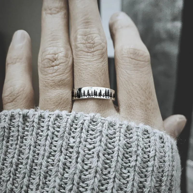 Sterling Silver Forest Tree Nature Ring Engraved with Of All the Paths You Take in Life Make Sure a Few of Them Are Dirt