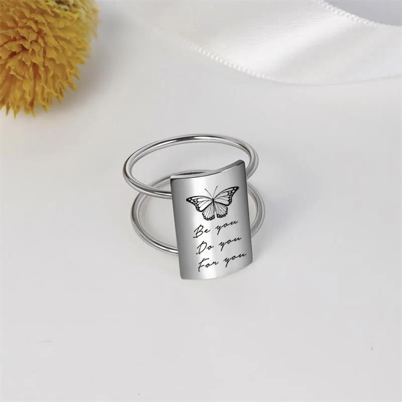 Sterling Silver Inspirational Ring Engraved With  Be you Do you For you, It's Never Too Late, Today,I Choose Joy