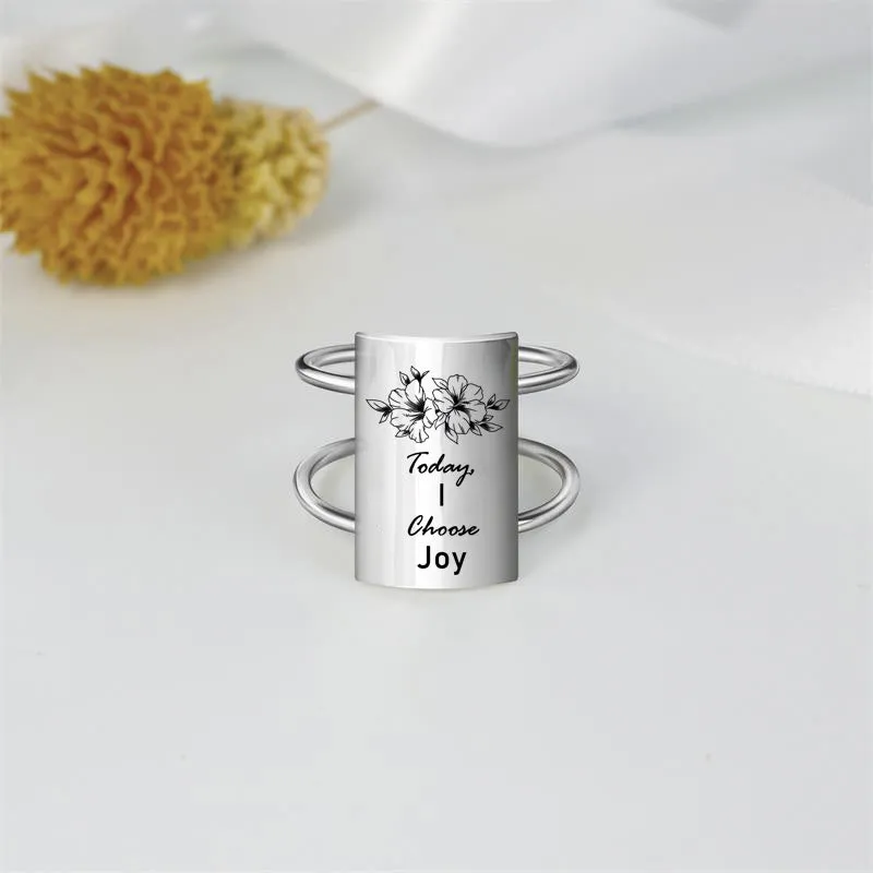 Sterling Silver Inspirational Ring Engraved With  Be you Do you For you, It's Never Too Late, Today,I Choose Joy