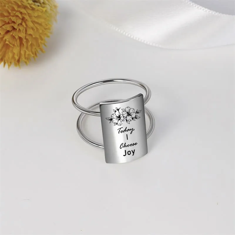 Sterling Silver Inspirational Ring Engraved With  Be you Do you For you, It's Never Too Late, Today,I Choose Joy