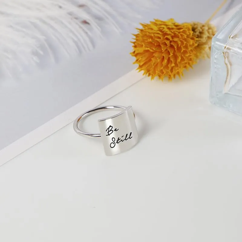 Sterling Silver Inspirational Ring Engraved with Faith over Fear