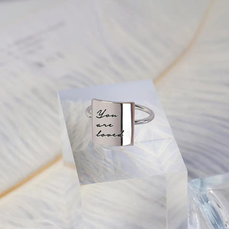 Sterling Silver Inspirational Ring Engraved with You are Loved