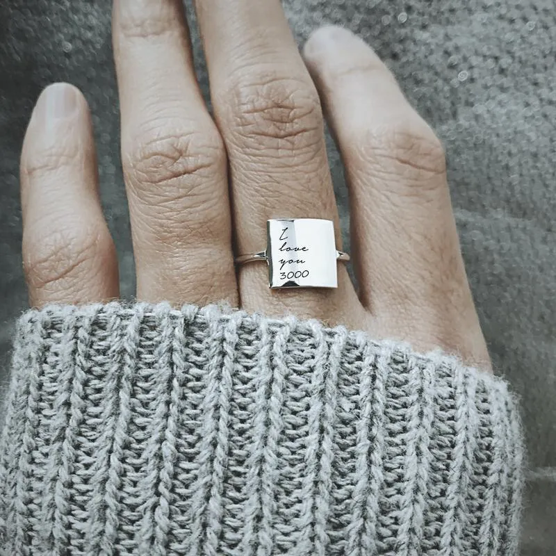 Sterling Silver Inspirational Ring Engraved with You are Loved