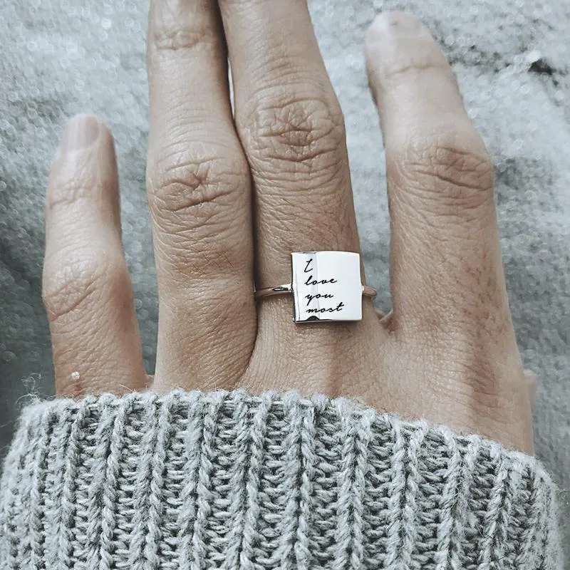 Sterling Silver Inspirational Ring Engraved with You are Loved