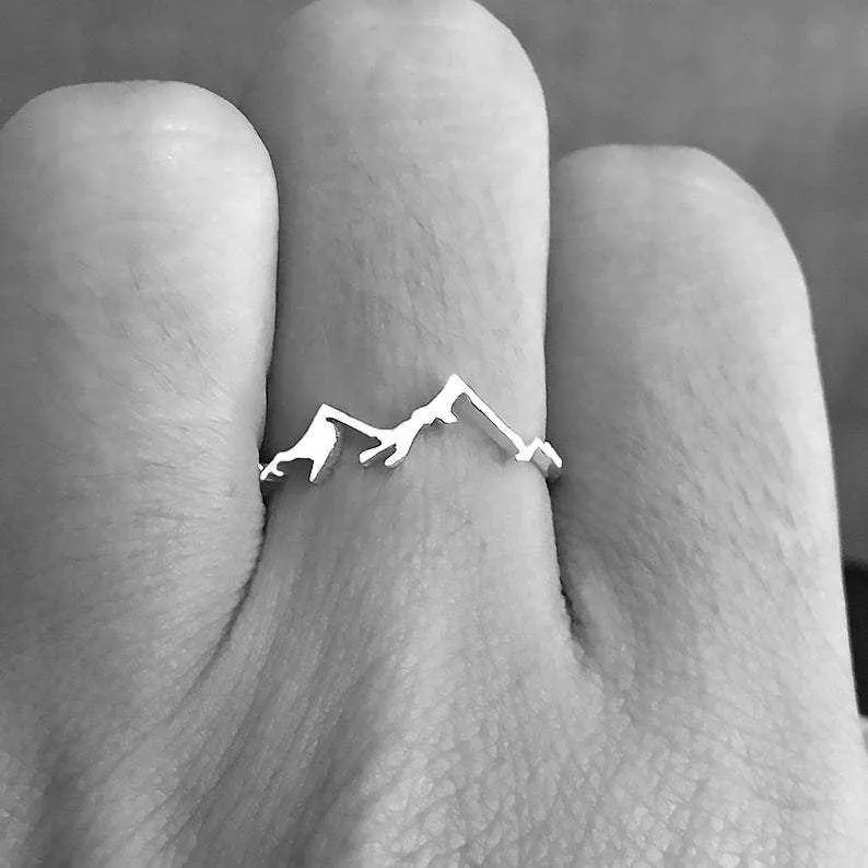 Sterling Silver Mountain Matching Set Couple Rings