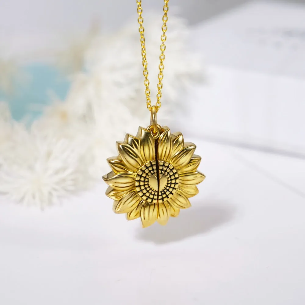 Sterling Silver Personalized Photo Sunflower Necklace