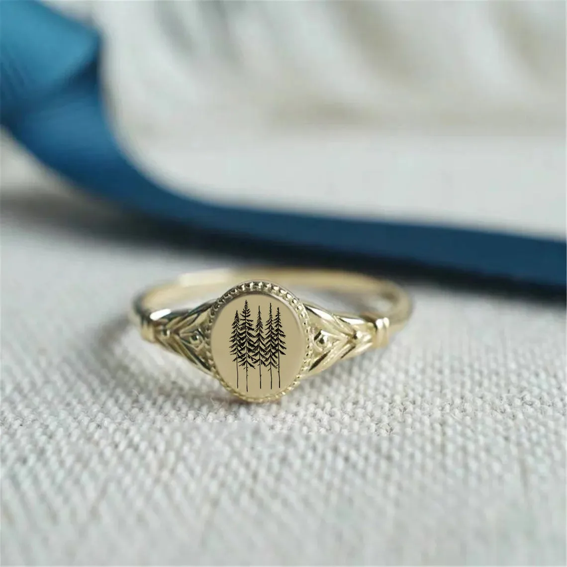 Sterling Silver Pine Tree Ring Tree Ring Conifer Ring Forest Ring