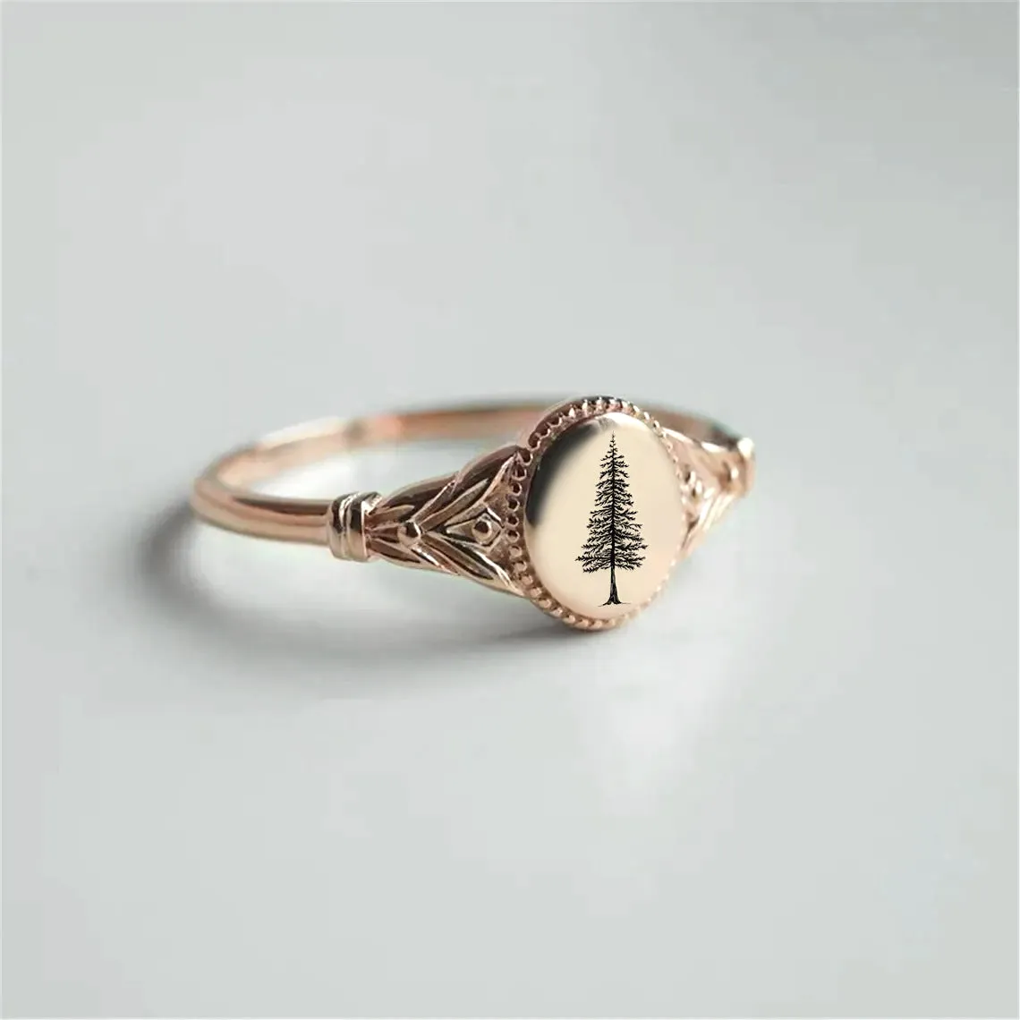 Sterling Silver Pine Tree Ring Tree Ring Conifer Ring Forest Ring