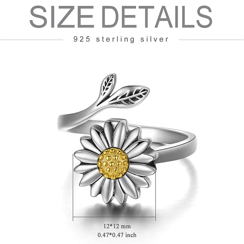 Sterling Silver Sunflower Urn Ring for Ashes