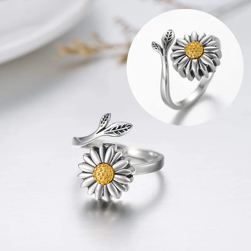 Sterling Silver Sunflower Urn Ring for Ashes