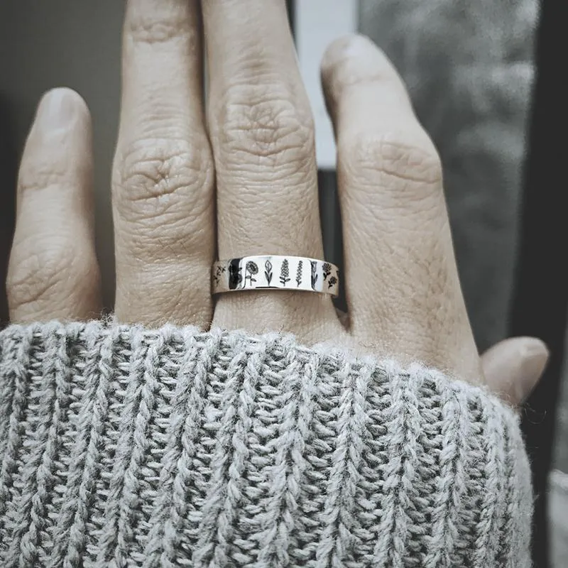 Sterling Silver Wildflowers Nature Ring Engraved with You belong among the wildflower