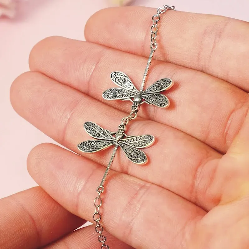 Sterling Silverr Dragonfly Single Layer Anklet