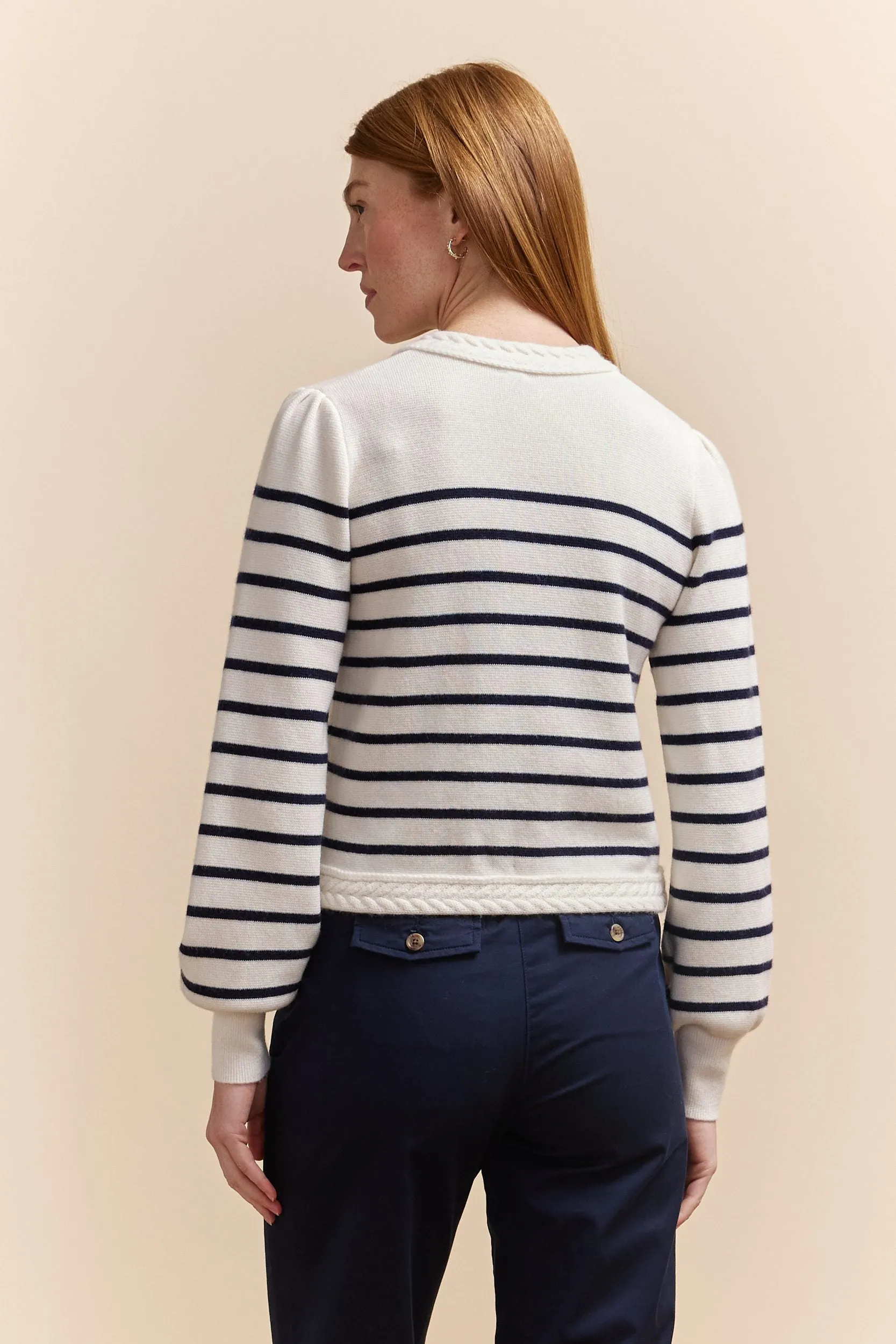 Striped cardigan in soft wool and cashmere