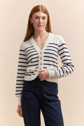 Striped cardigan in soft wool and cashmere