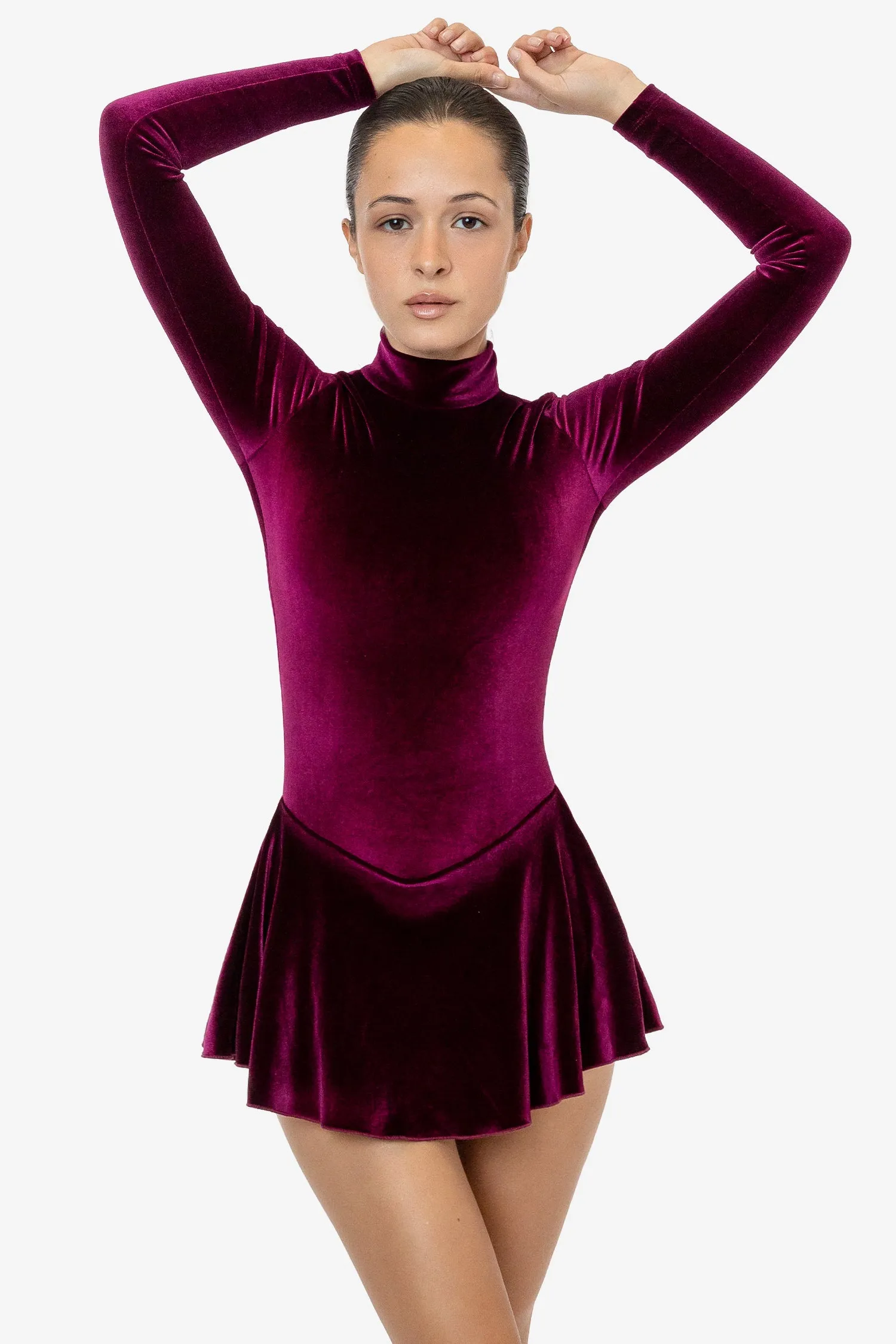 VVT410 - Velvet Long Sleeve Mockneck Skirted Leotard