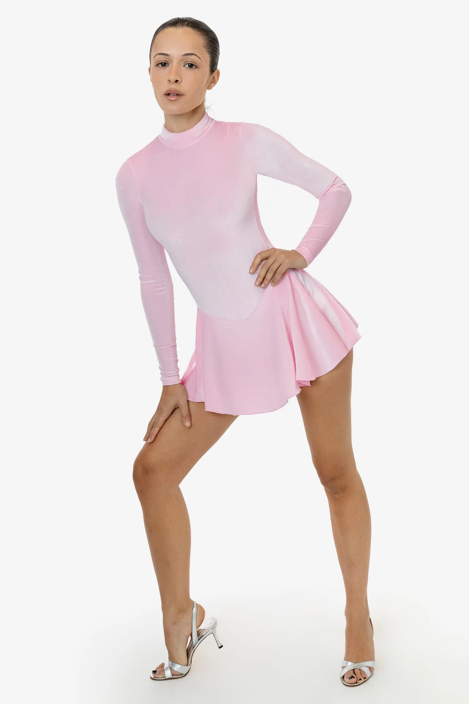 VVT410 - Velvet Long Sleeve Mockneck Skirted Leotard