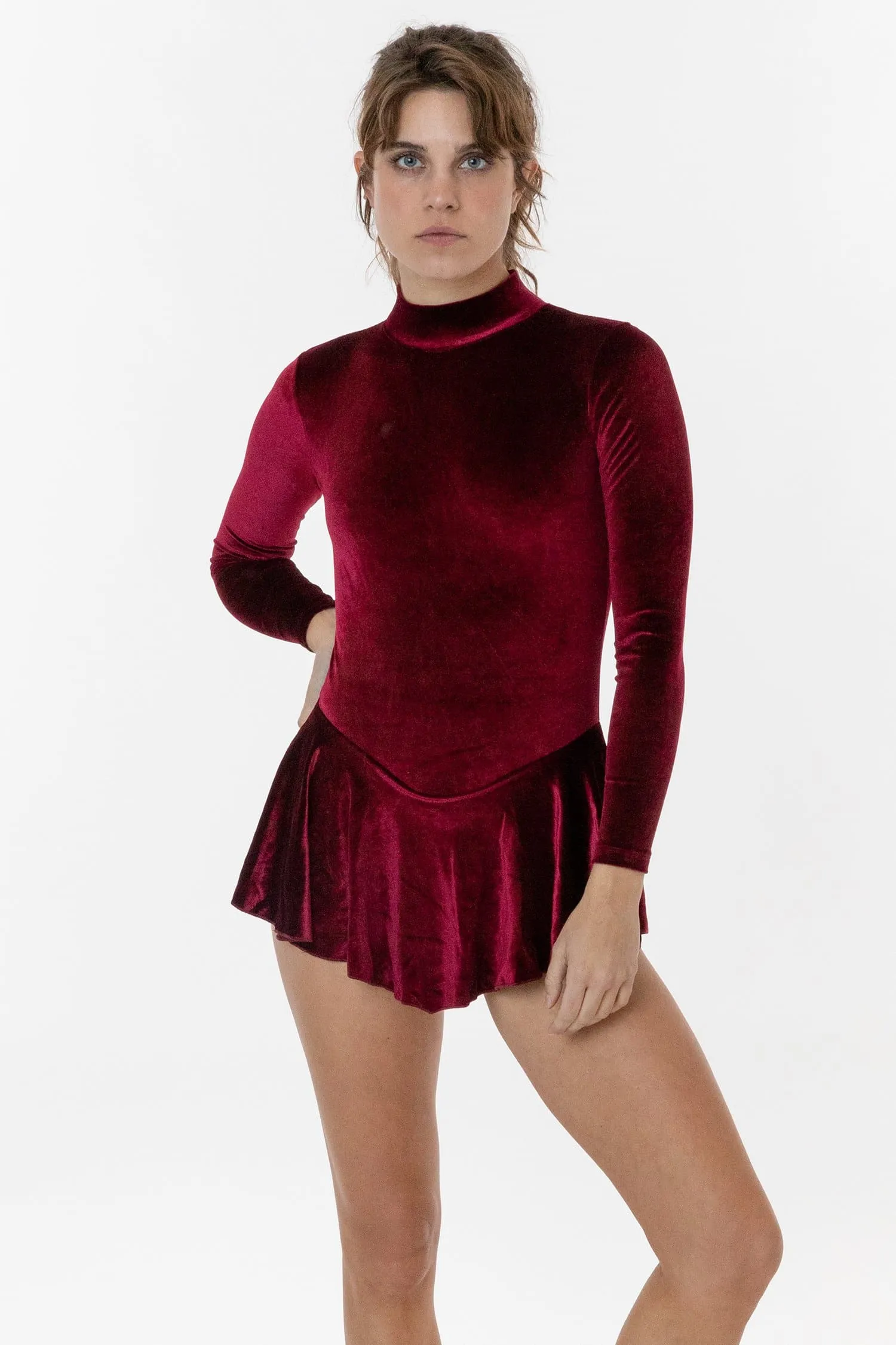 VVT410 - Velvet Long Sleeve Mockneck Skirted Leotard