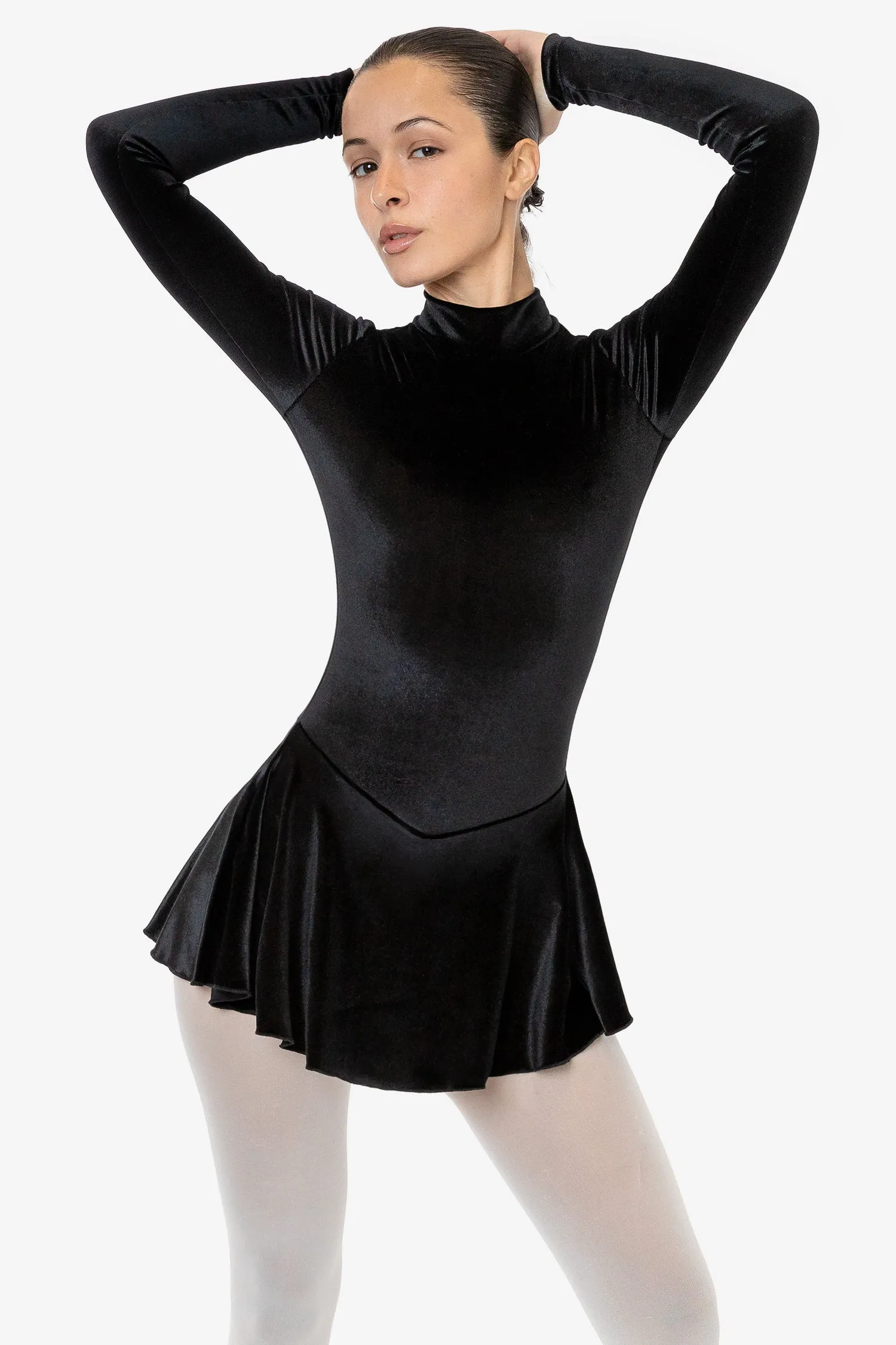 VVT410 - Velvet Long Sleeve Mockneck Skirted Leotard