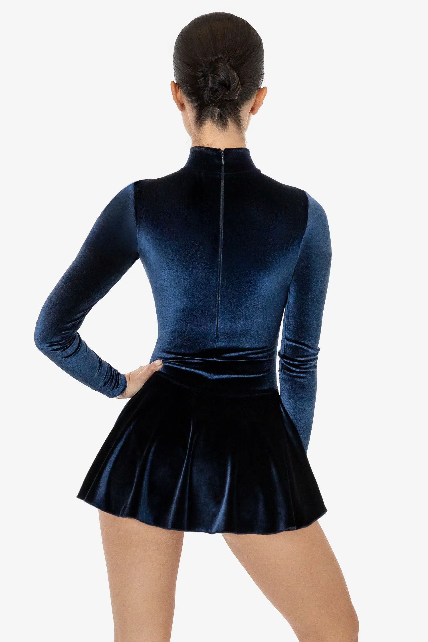 VVT410 - Velvet Long Sleeve Mockneck Skirted Leotard