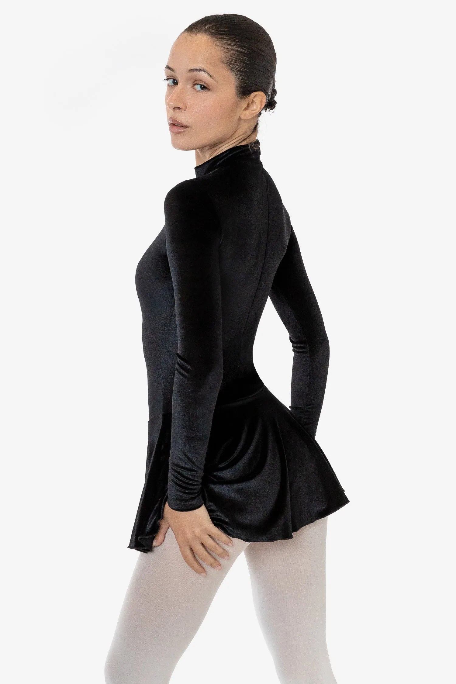 VVT410 - Velvet Long Sleeve Mockneck Skirted Leotard